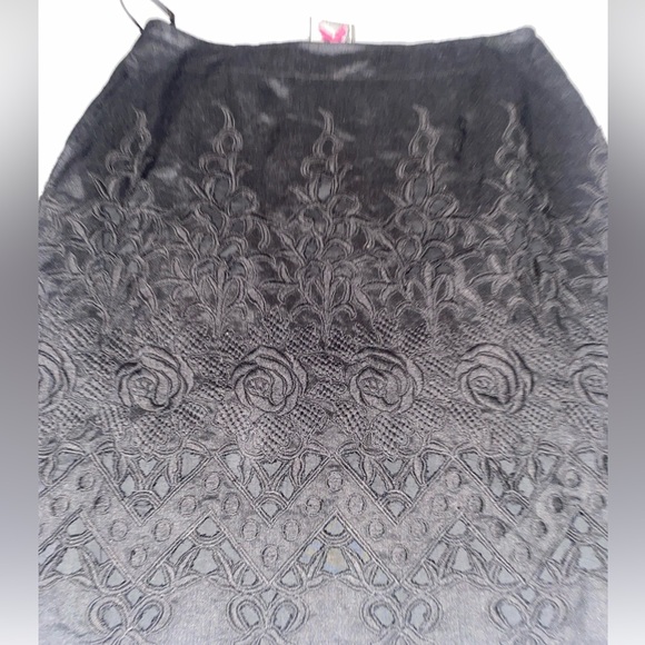 NWT YOANA BARASCHI Black Linen Eyelet Floral A Line Skirt Women Sz 4 New - Picture 8 of 9